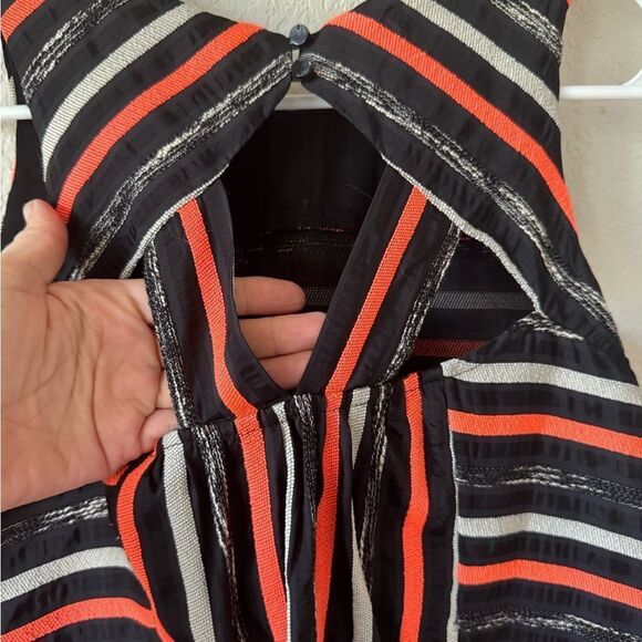 HD in Paris Anthropologie Ribbon Stripe Tank Top Sz 4 Black Orange A-Line - Picture 8 of 9